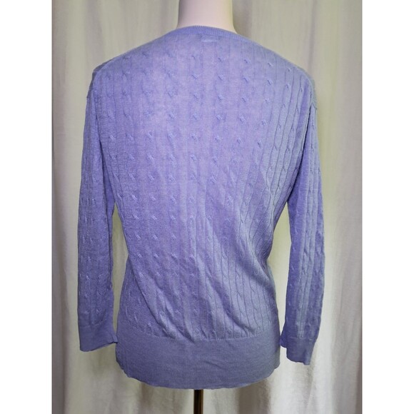 J. Crew V-Neck Cable Knit Sweater Pullover 100% Linen Light Purple Size S - Picture 4 of 9